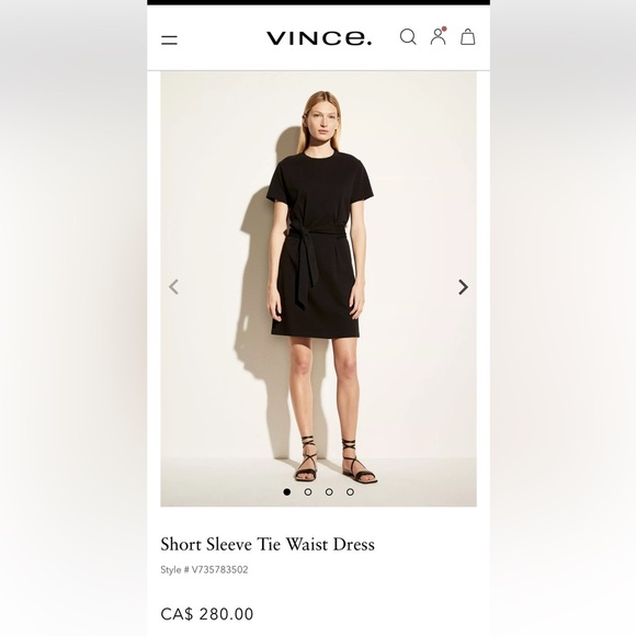 VINCE Short Sleeve Tie-Waist dress size small - Picture 4 of 12